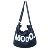 Letter Print Denim Crossbody Bag Large Capacity Student Shoulder Bag Men's Women's Handbags