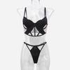 "Elegant French Mesh Hollow Sexy Lingerie Set for Women - Ultra-Thin Summer Bra"