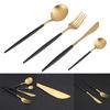 4Pcs Set Stainless Steel Colored Tableware Spoon Fork Knife Dinnerware Home Use White  Golden
