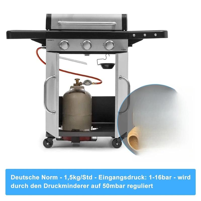 LPG Gas grill hose and regulator Gas Hose 150cm/59" Pressure Reducer 50mbar Regulator Set  Adapter for LPG BBQ Gas Grill Cooker