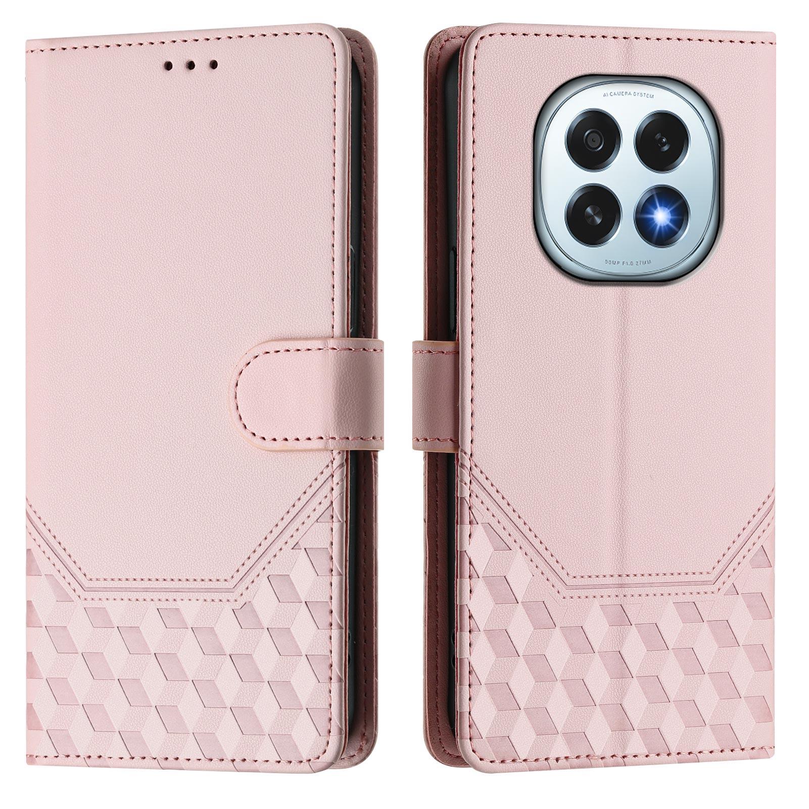 

For Oppo F29 5G Case Imprinted Honeycomb RFID Blocking Leather Phone Cover with Strap B