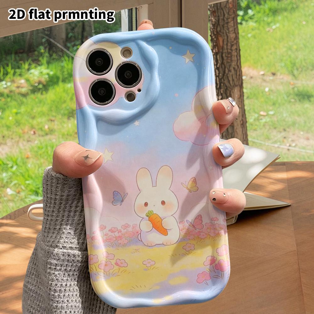 Phone Case: 2D Flat Design, Suitable for Protective Cases for iPhone 18, 17, 16, 15, 14, 13, 12 Pro; Phone Decoration, a Sea of Flowers Holding a Carr