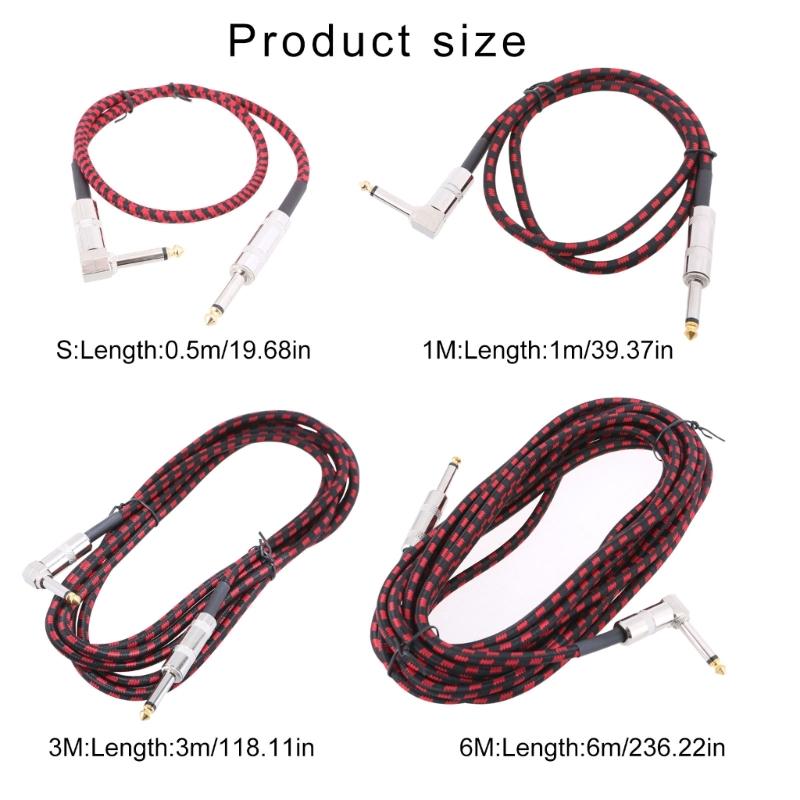 Guitar Lead/Instrument Cable Noiseless Gold Plated 6.5mm Guitar Cable Guitar Keyboard Cord 1/4" Straight to Right Angle