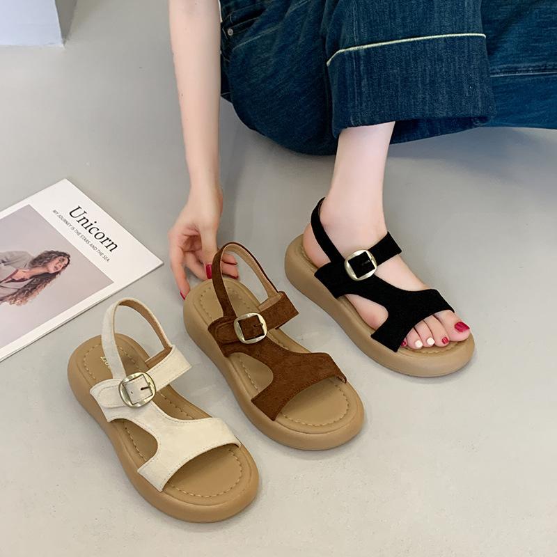 Flat-bottomed One-word Sandals for Women To Wear In Summer 2025, New Versatile Non-slip Soft-soled Casual Beach Sandals