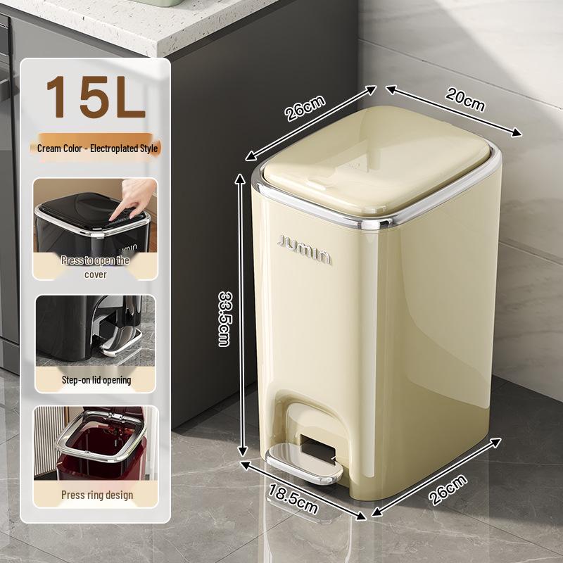 Luxury Pedal Trash Bin with Lid: Hands-Free Operation for Kitchen, Living, Dining, Bedroom