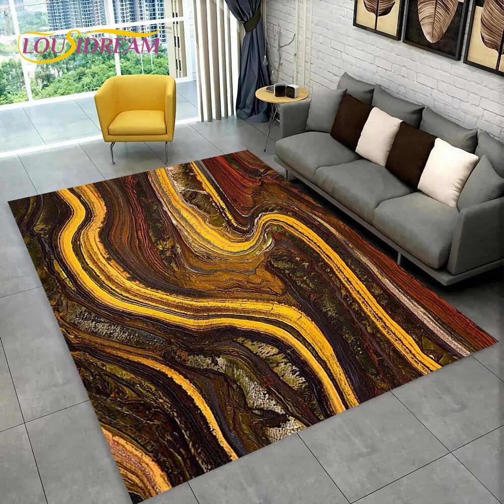 3D Colour Gold Nordic Marble Splendid Area Rug,Carpet for Home Living Room Bedroom Sofa Doormat Kitchen Decor,Non-slip Floor Mat