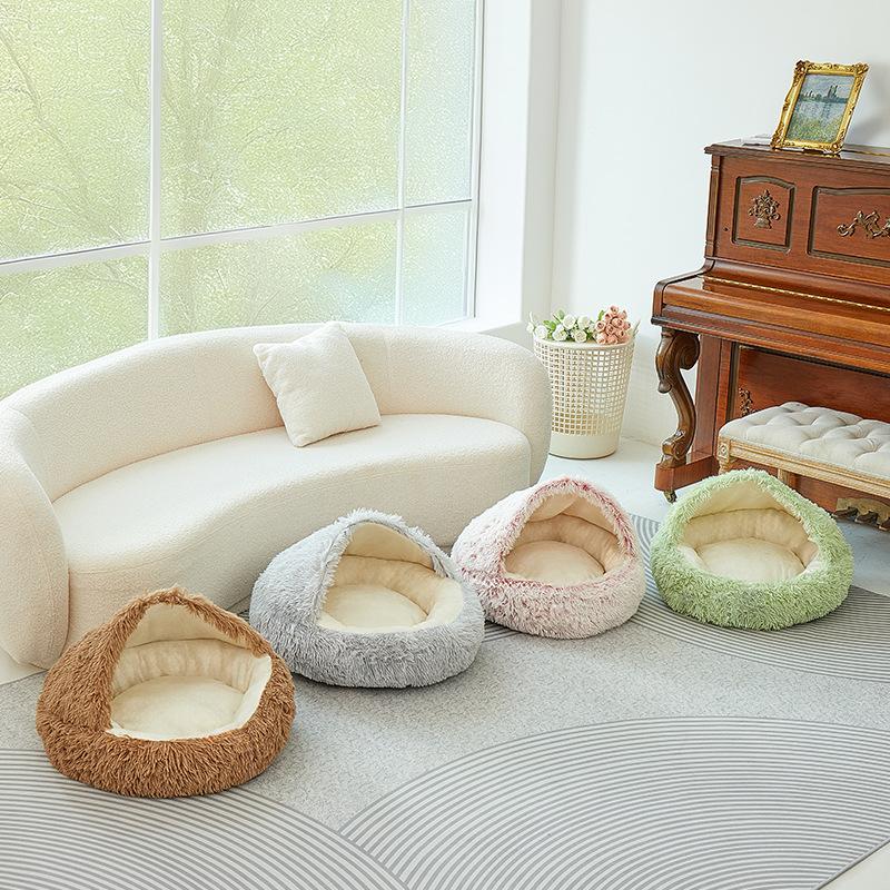 Long-haired Shell Cat Nest Pet Quilt Cat Nest Universal Winter Warm Semi-enclosed Cat Sleeping Supplies