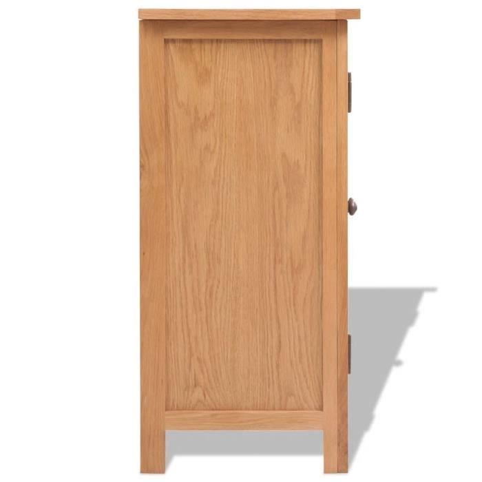 Low Sideboard - VIDAXL - Solid Oak Wood - 2 Doors - Scandinavian and Modern Style