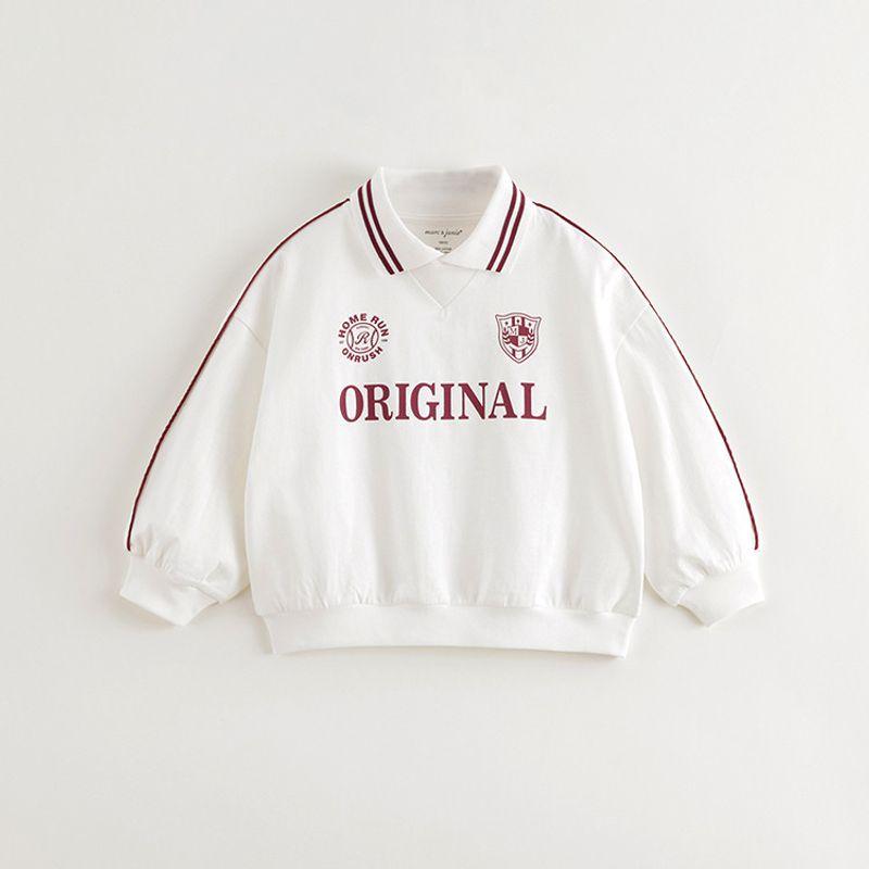 Mark Jenny Girls  American-Style College Polo Collar T-Shirt, Kidsren s Thin Sweatshirt, 2026 Spring New Style 250165 White 100