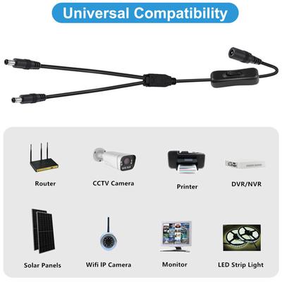 DC5521/5525 To Dual DC5521/5525 Splitter Cord 1xMale To 2xFemale Power Adapter Cable Wire for LED Light Speaker Monitor