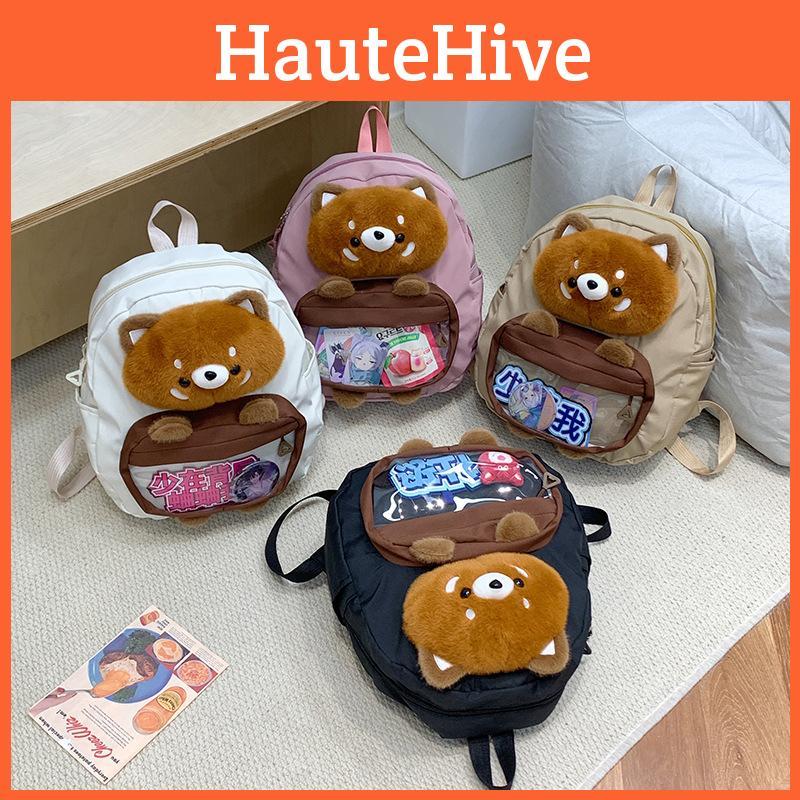 Plush Little Raccoon Cartoon Backpack With Large Capacity For Use Students