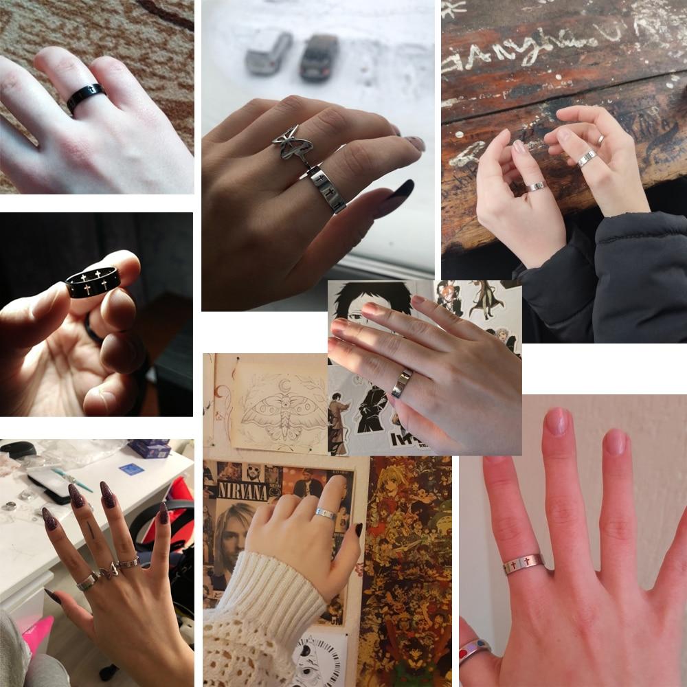 Stainless Steel Couple Rings Stylish Jewelry  Color Color Supernatural Cross Women 'S Men 'S Finger Ring Engagement Bridal Bridal Present Gift