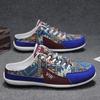 2025 Summer Cloth Backless Slip On Flats Loafers Slipper Half Shoes For Men Mules Man Slides Mens Semi-Drag Casual Shoes
