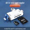 6-in-1 USB 3.0 Type-C Card Reader for Android & Computers, OTG SD/TF/U Disk Compatible.