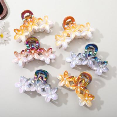Frangipani Acrylic Flower Hair Claw: Elegant, Colorful Women's Accessory