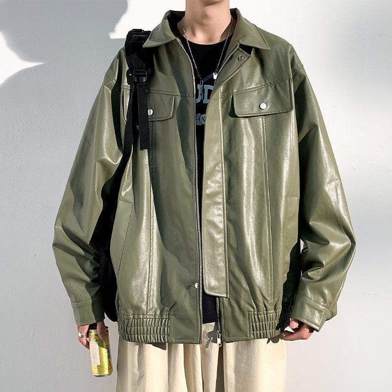 Кожаное мужское весенне-осеннее новое повседневное свободное мужское верхнее пальто — фото 6