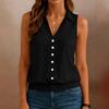 2026 European and American Summer Women's Solid Color Sleeveless Button-Up Lapel Shirt