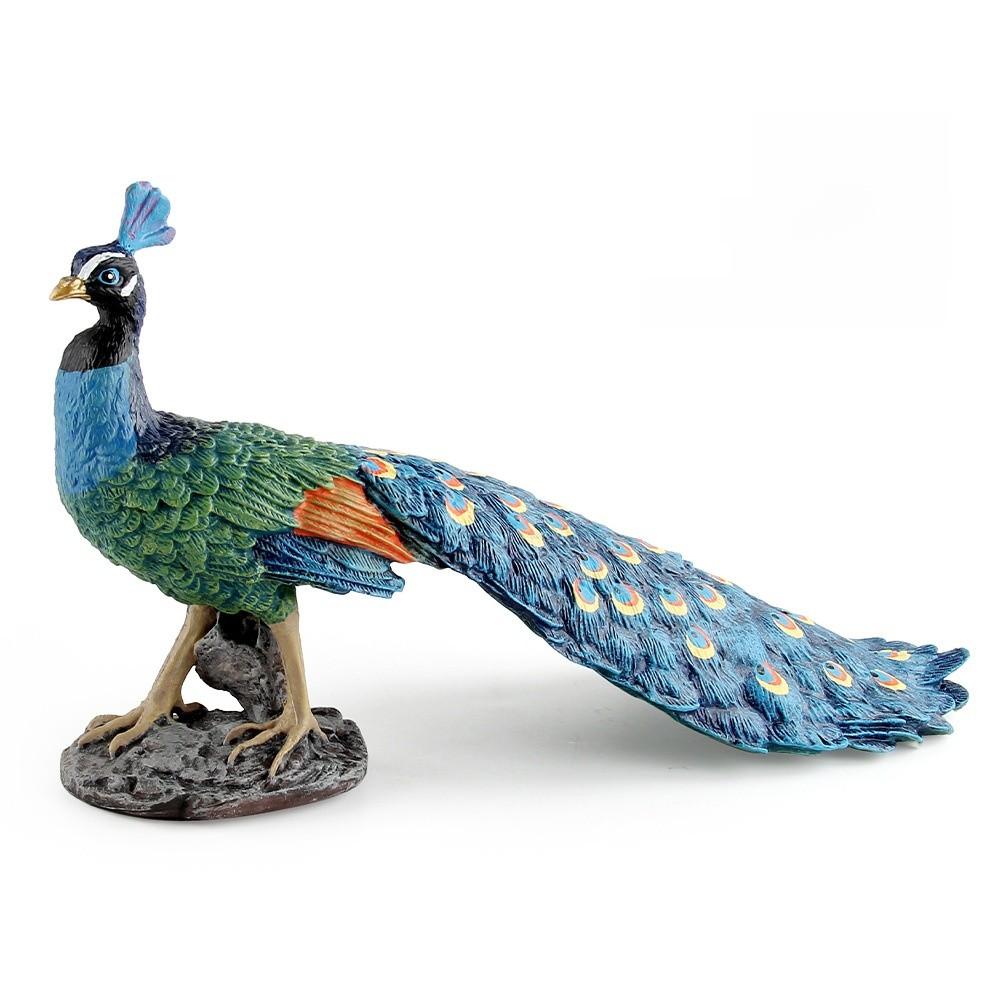 Modellino di pavone in PVC, statuetta di uccello, display decorativo di animali selvatici per casa e ufficio