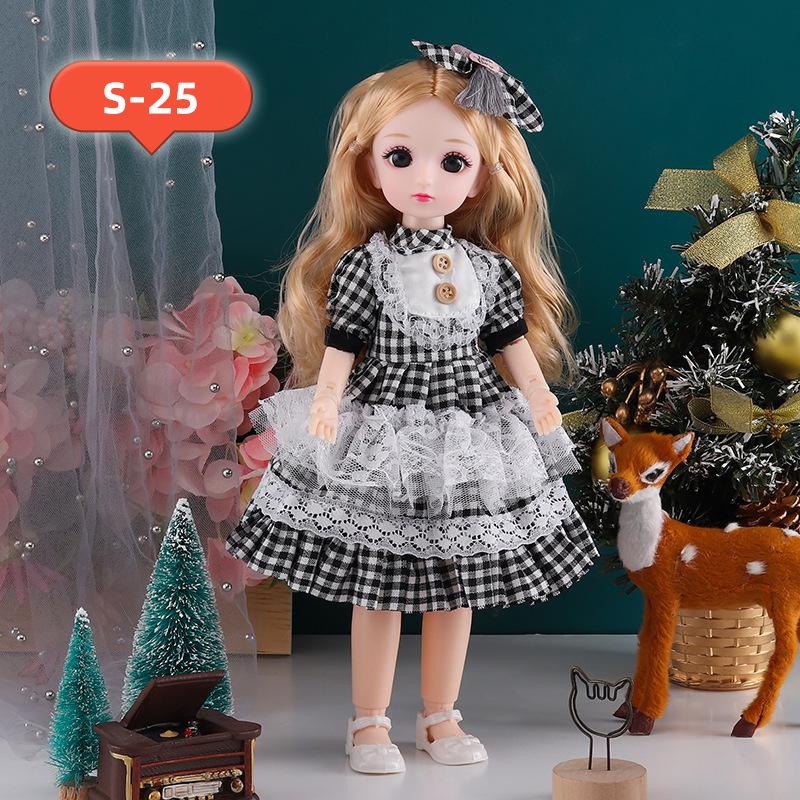30CM Mini Movable 23Jointed Doll Girls Toy 3D Big Eyes BJD Princess Full Outfits Dresses Collection Childrens Doll Gift