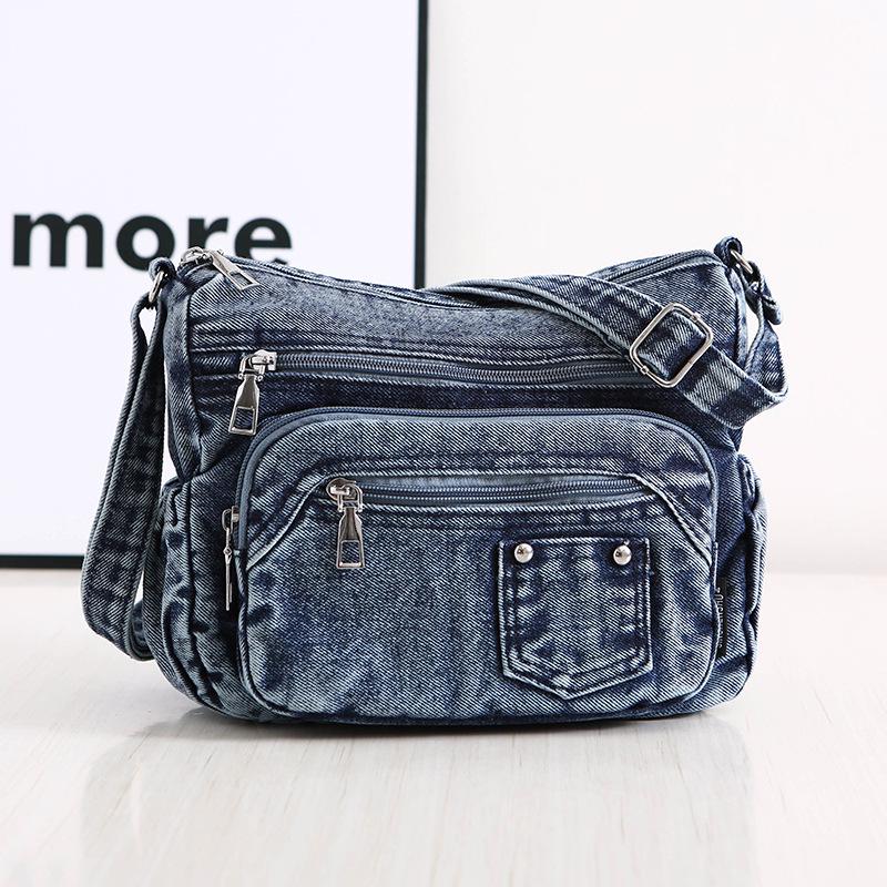 Women's Versatile Crossbody Bag: Multi-pocket Casual Denim for Commuting