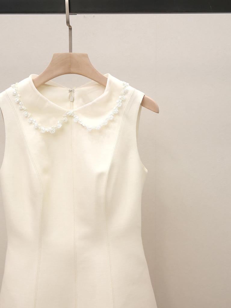 High-End Women's Spring Beaded Lace Patchwork Dress