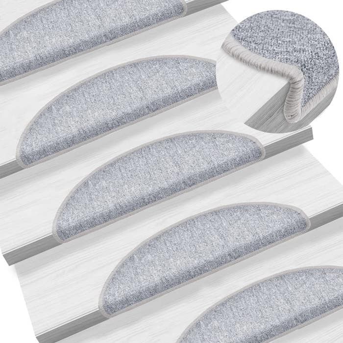 VidaXL 15x Tapis d'Escalier Tapis de Marche d'Escalier Protection d'Escalier Surface Antidérapante Intérieur Maison Gris 133879