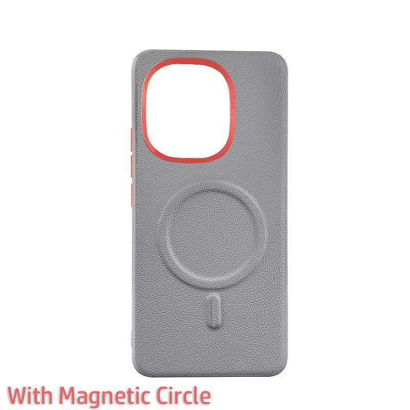 Leather Case For OnePlus 13S 1+ 13T Magsafe Metal Aluminum Alloy Lens Frame Protection Anti-slip Grip Plain Vegan Leather Cover