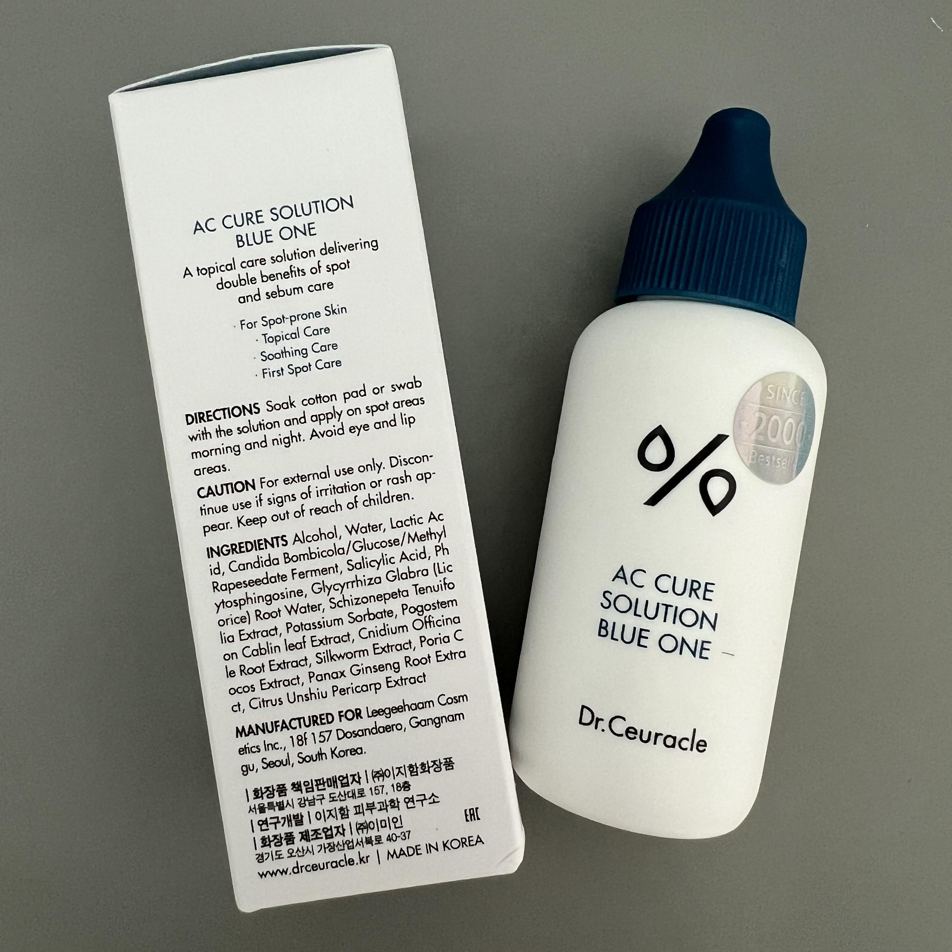 

Dr.Ceuracle AC Cure Solution Blue One 50 мл + очищающий розовый гель от прыщей 50 мл