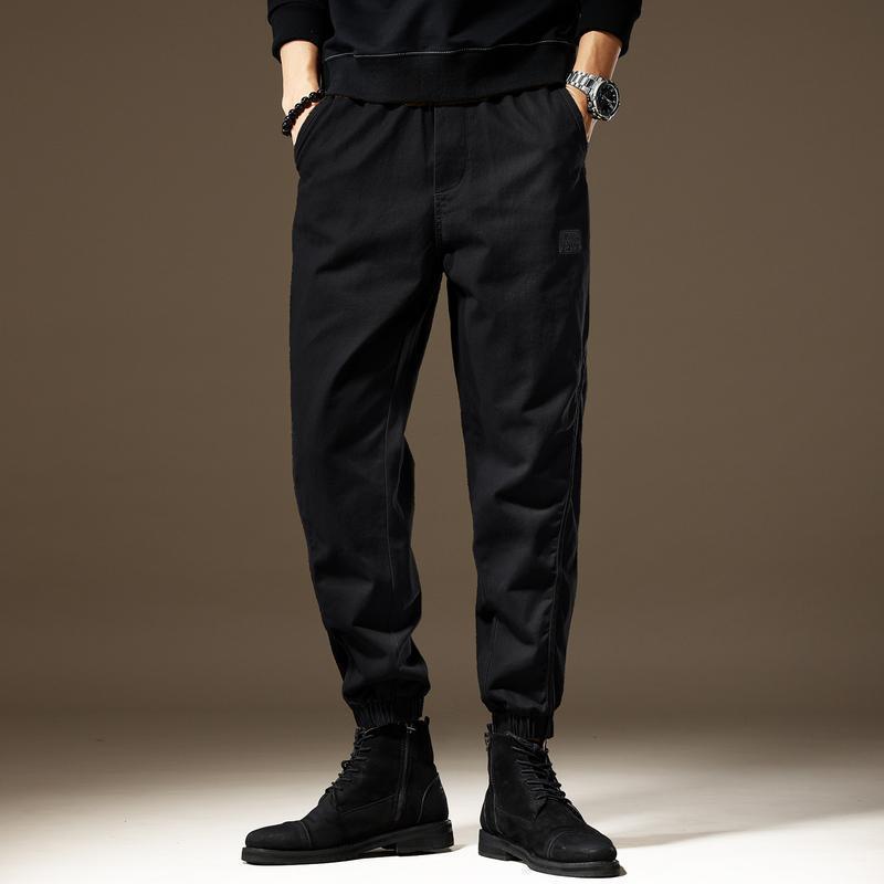 Men's Wear-Resistant Black Spring Overalls: Loose Straight, Large Size, Trendy American Style Casual Trousers