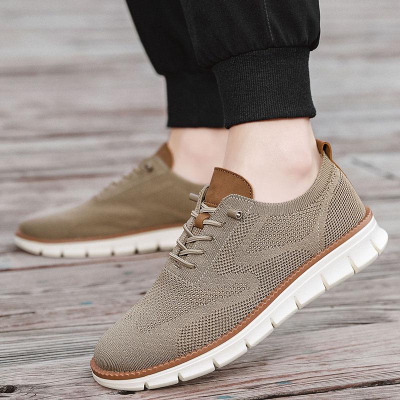 2025 New Fly-woven Men's Shoes Summer Breathable Mesh Breathable Casual Shoes Soft-soled Sports Shoes British Style Men