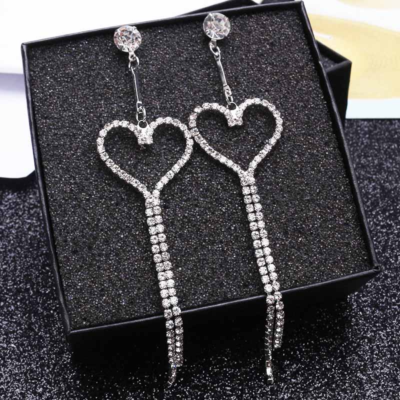 New Crystal Hanging Earrings for Women Korean Fashion Tassel Earrings Gold Color Metal Thread Dangle Earrings for Female