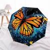 1pc Butterfly Night Garden Automatic Folding Umbrella - Windproof Compact Travel Umbrella with Auto Open/Close, 8-Rib Heavy-Duty Shaft for Women/Men