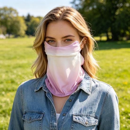 Sun Protection Guard Lightweight Breathable Sunblock Face Guard Gradient Dyeing Technology Ice Silk Face Guard