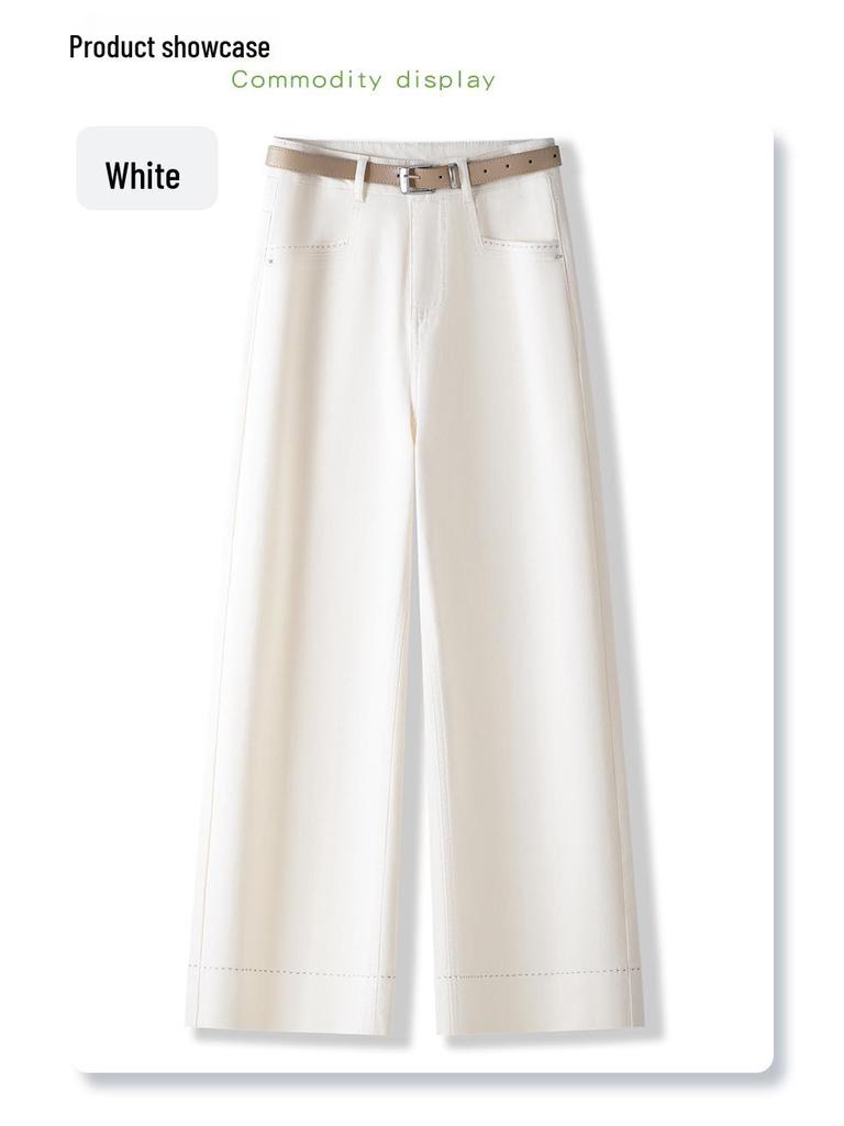 Women's Light-Colored Wide-Leg Jeans: Petite, Slimming, Straight-Leg Nine-Point Pants for Summer 2025