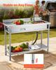 Stainless Steel Utility Sink, Rolling Single Bowl Commercial Kitchen Sink with Drawer, Faucet and Hot & Cold Water Pipe, Utility Basin for Garage,