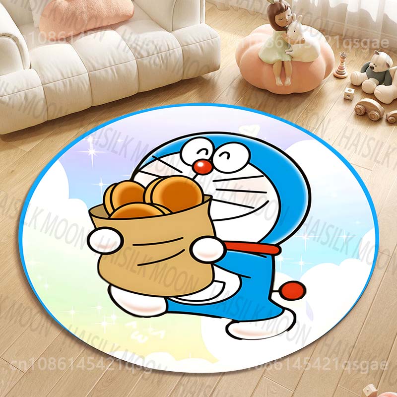 Multiple Styles Japan Cute Doraemon Print Round Rugs for Living Room Bedroom Floor Mats Kids Room Household Carpet Home Decor