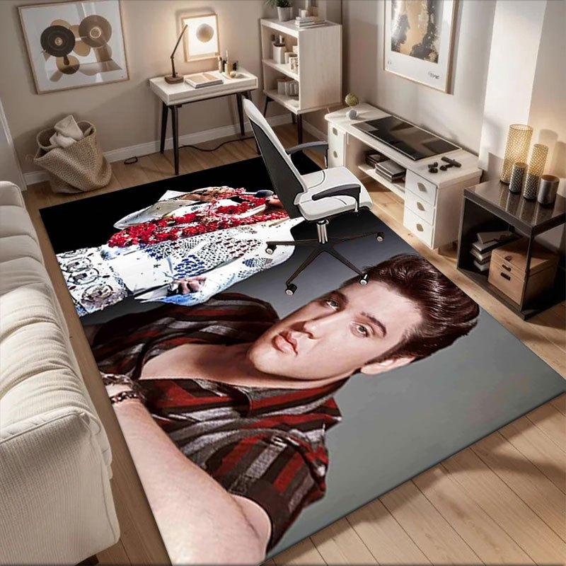

Elvis Presley Inspired Costume - White Suit with Red Flower Necklace Office Mat Perfect for Home Decor Office Desk Chair Rugs Chair Carpet 60cm by 90cm