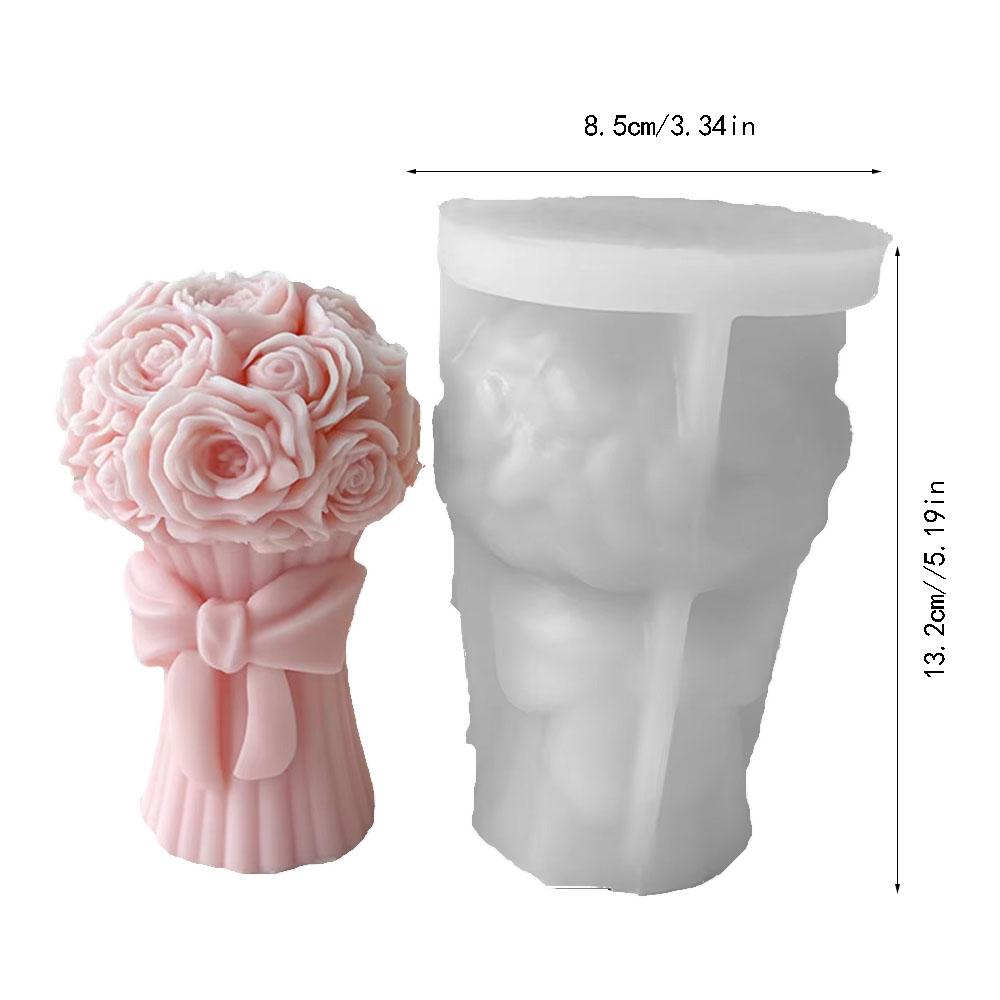Romantic Love Bouquet Flower Silicone Candle Mold Butterfly Knot Rose Soap Resin Making Candlelight Dinner Decor Wedding Gift
