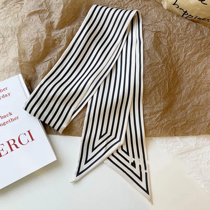 Headband Wraps Female Neckerchief Stripe French Korean Style Small Long Scarf Hair Accessories Bag Decor