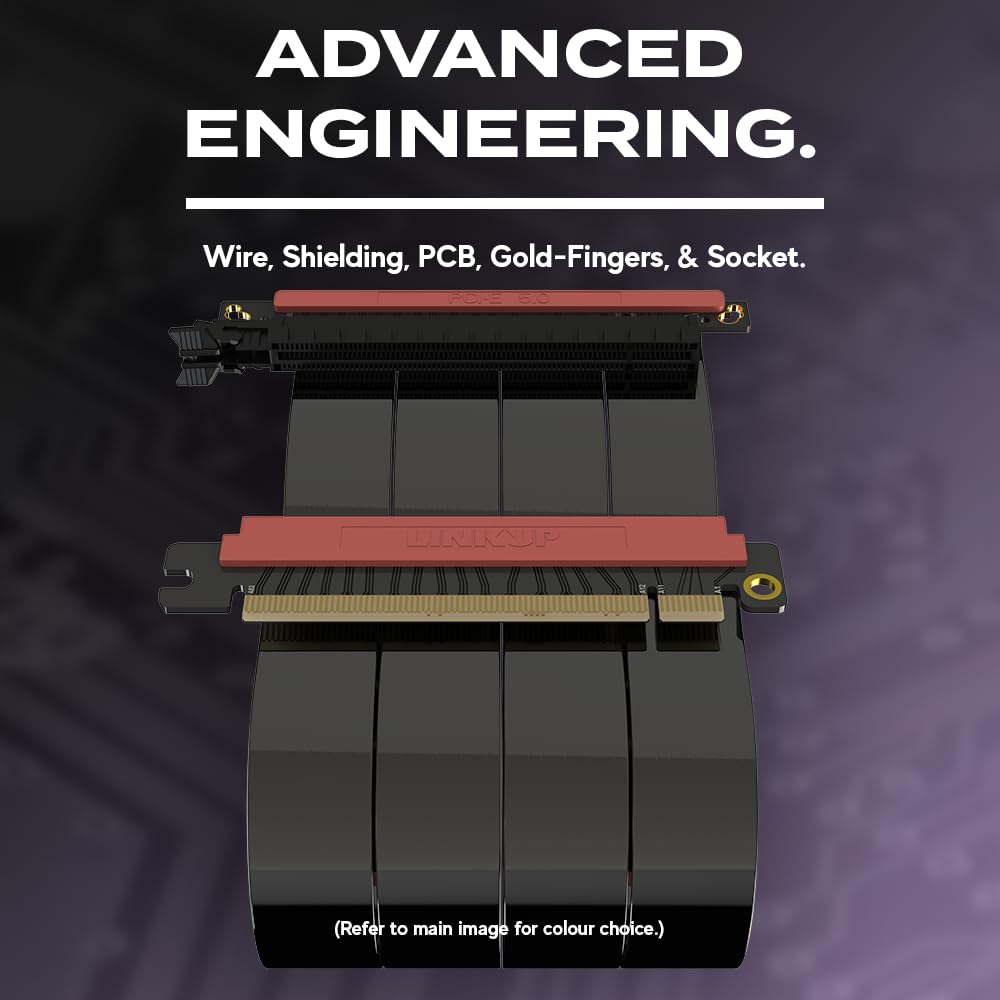 LINKUP AVA5 PCIE Riserkabel Kompatibel mit RTX5090 RX9070 GPU x16 Geschwindigkeit Kompatibel mit PCIe Entwickelt für Mini ITX Gehäuse Dual Reverse Schwarz 19cm -