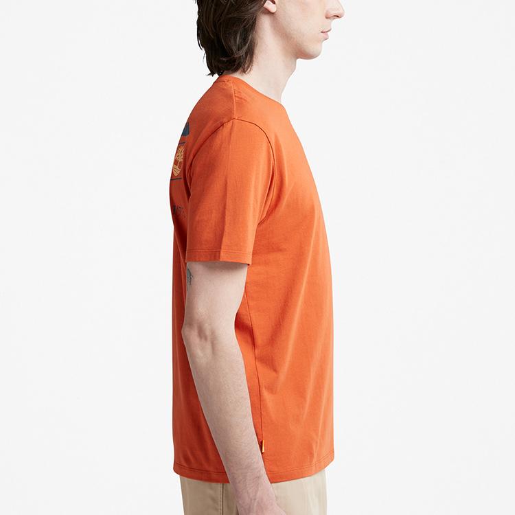 Timberland Casual Printed Breathable Loose Round Neck Short Sleeve T-Shirt Men Tops Burnt-Umber A61HH-CL7