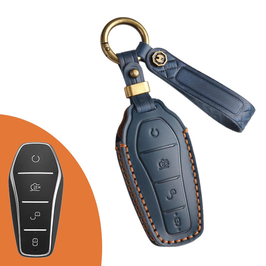 Leather key cover is suitable for BYD car key bag, Qin Tang Song dolphin seal destroyer keychain.
