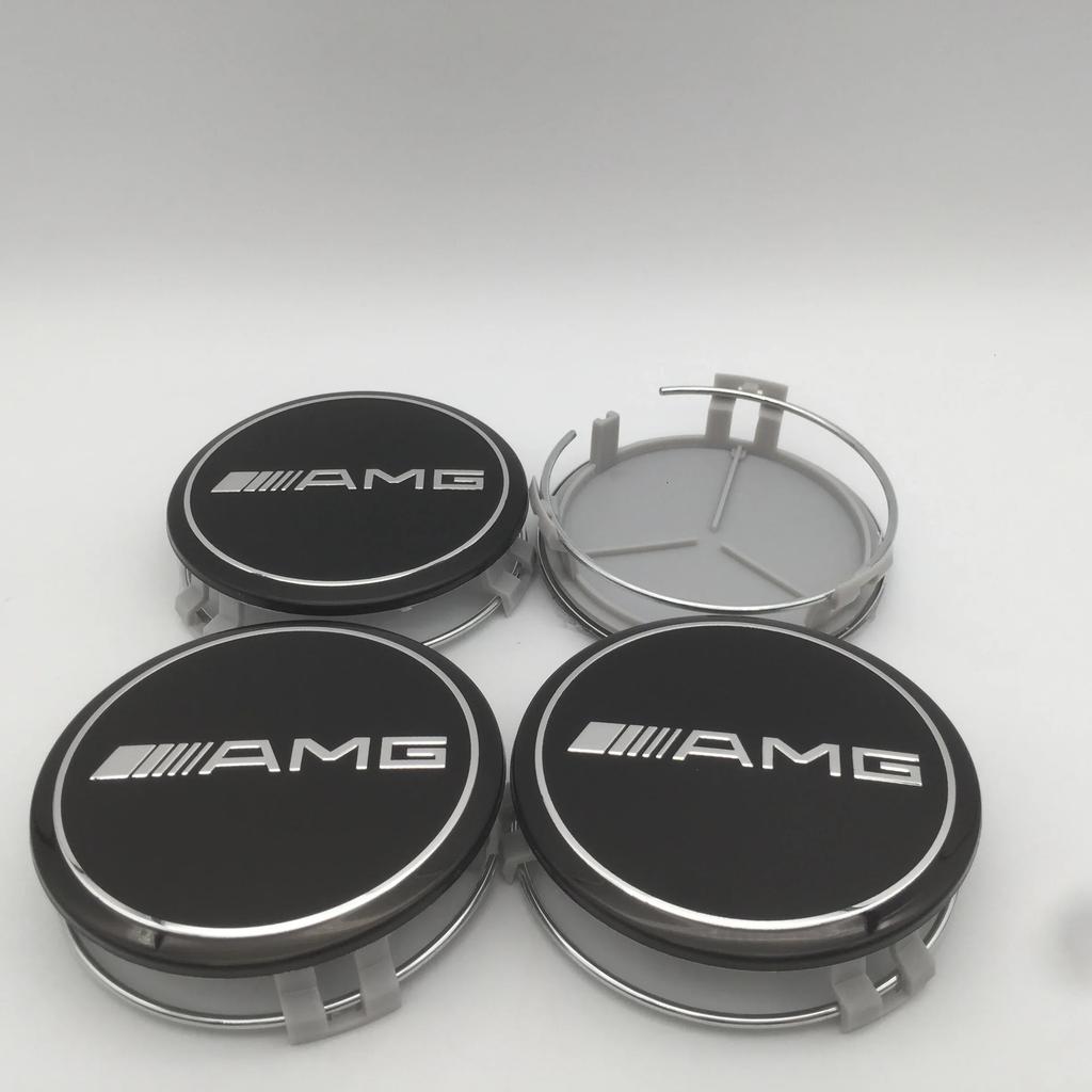 För Mercedes Benz 4 st 3D 75 mm För Mercedes Benz AMG Bil emblem Fälgnav Mittkåpa Märke skydd klistermärke Dekaler Styling accesso