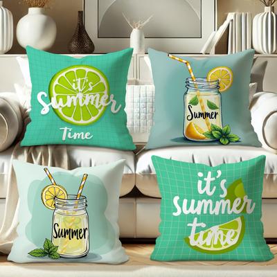 Spring and Summer Lemon Drink Quote PillowcaseSuitable for Sofa Car Bedroom Decorative Cushion Cover Pillow Cover