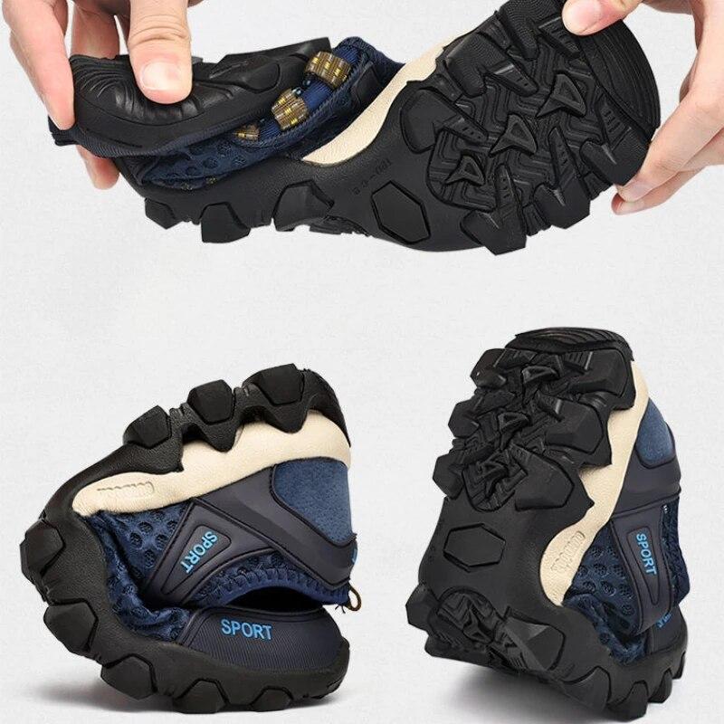 Men Sneakers Summer Wading Mesh Shoes Comfortable Slip On Outdoor Hiking Shoes Zapatos Hombre Casual Climbing Trekking Footwear
