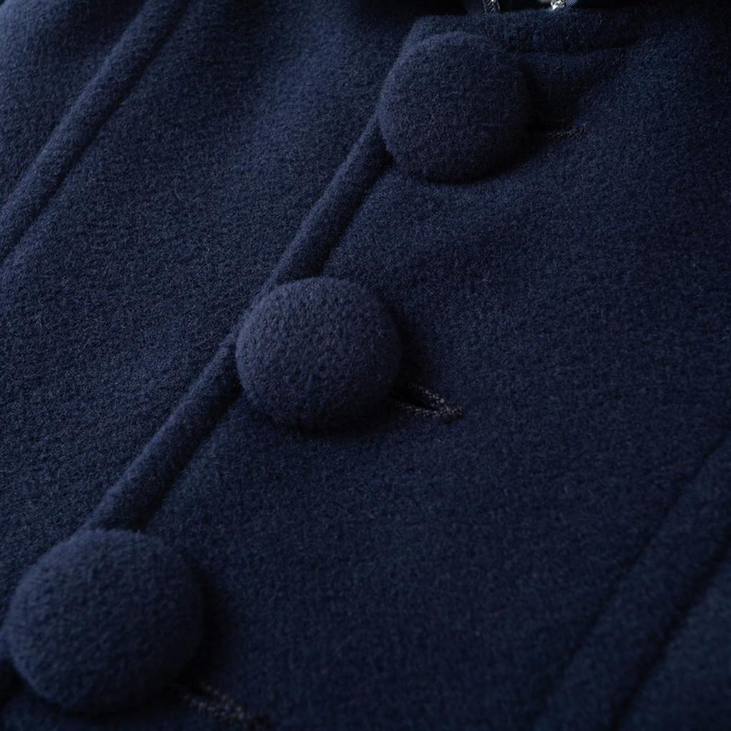 LittleSpring Kids' Girls' Chesterfield Coat, Cold Weather Jacket, Long Slim Fit Thick Cashmere Coat, Melton Trench Coat, Navy Blue, Size 100