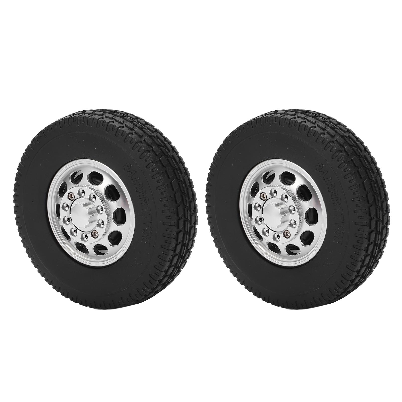 

2Pcs RC Car Rubber Tire Aluminum Alloy Front Hub with Rubber Tires for Tamiya 1 14 Tractor Truck Front Wheel