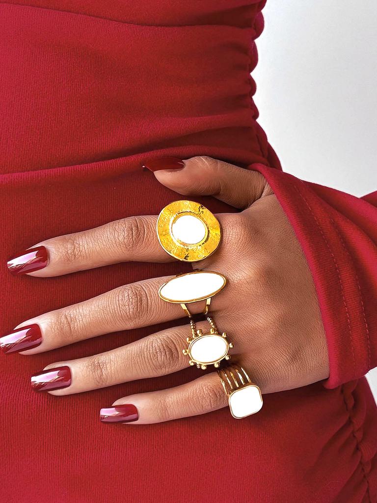 Fashion Shell Stainless Steel 18K Gold Plated Adjustable Opening Rings for Women Engagement Party Gift Temperament Jewelry 2025