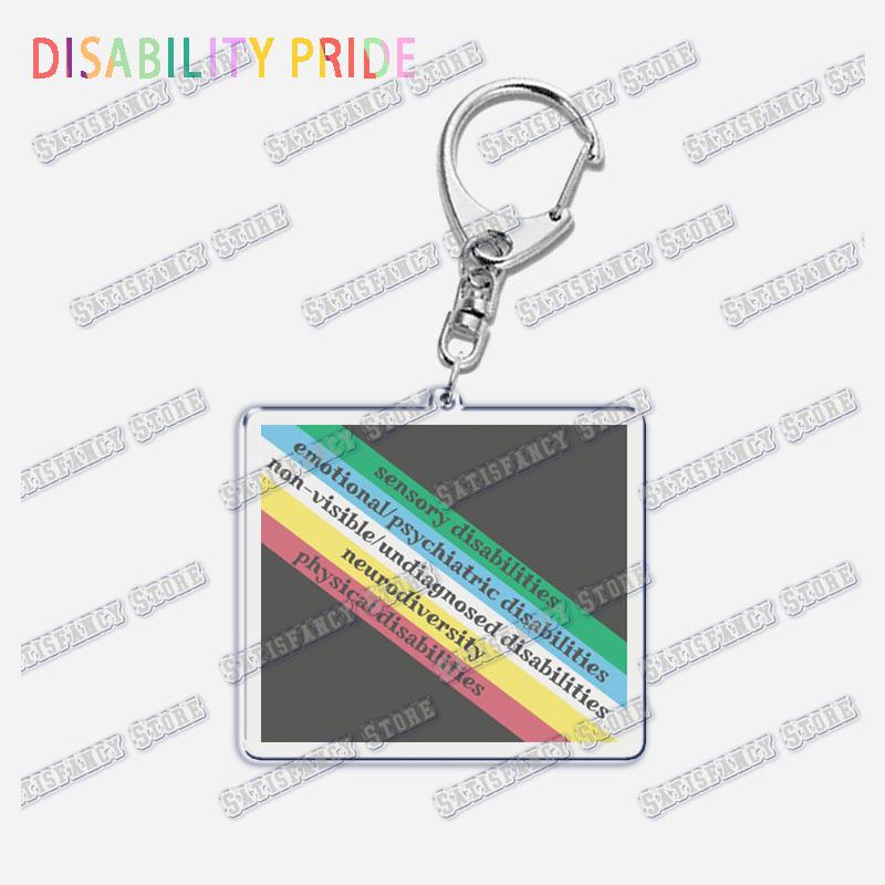 Disability Pride Key Chain Keychains Ring for Accessories Bag Pendant Keyring Jewelry Autism Festival Support