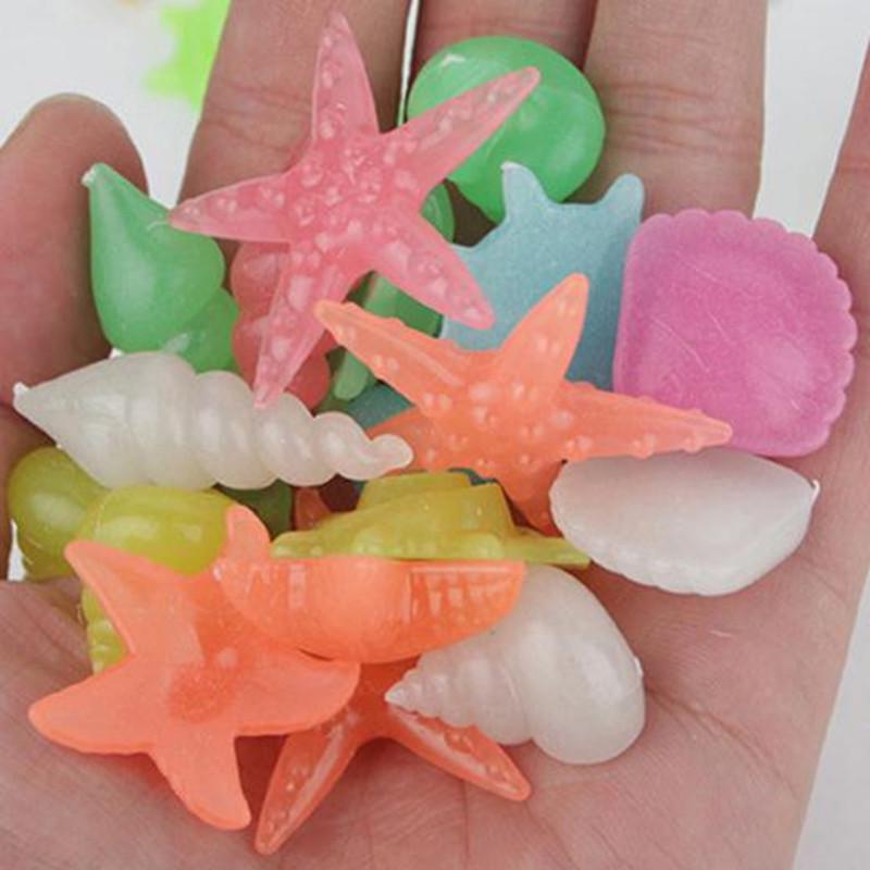2-3cm Fluorescent Shell Snail Starfish Colorful Plastic Aquarium Decor